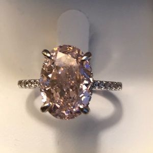 NWOT Sterling Silver Radiant Cut Faux Light Pink Diamond